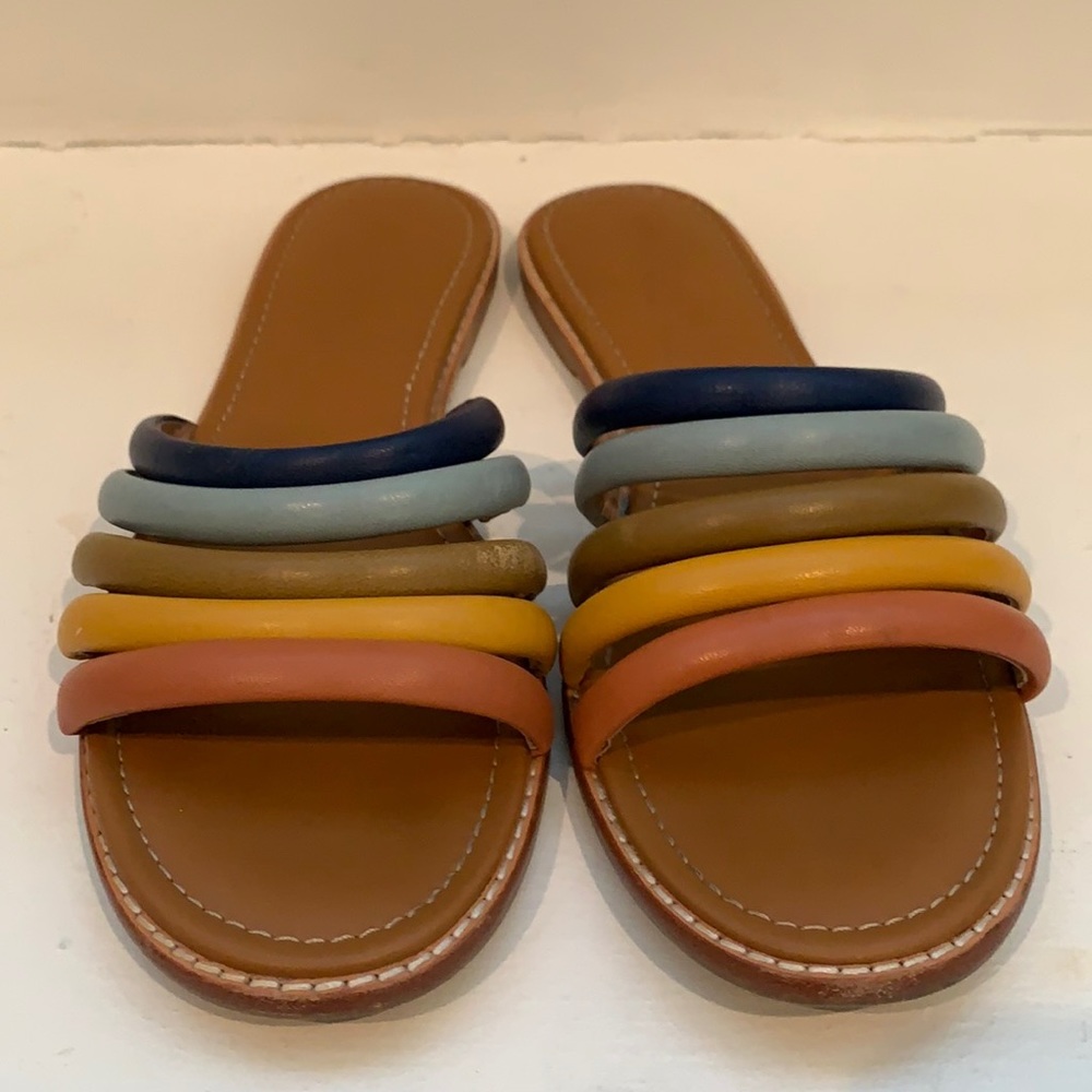 Madewell | The Addie Slide Sandal Rainbow Strappy Colorful Pastel Leather Slide